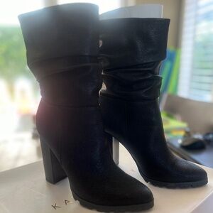 The Raina distressed metallic black boot